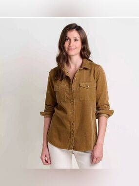 Toad&Co Women’s Scouter Corduroy Long Sleeve Button Down Shirt Size XL